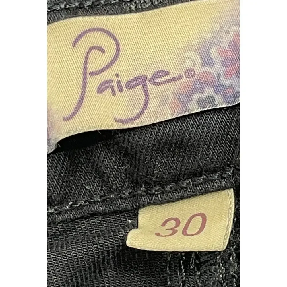 PAIGE Skinny Jeans Womens Size 30 Black Mid Rise Cotton Blend Made in USA